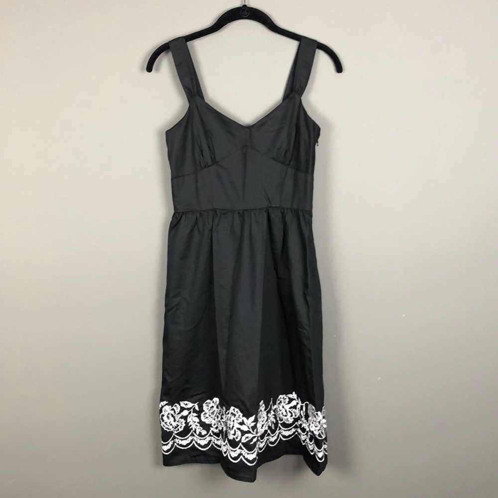 LOFT l Black & White Embroidered Dress